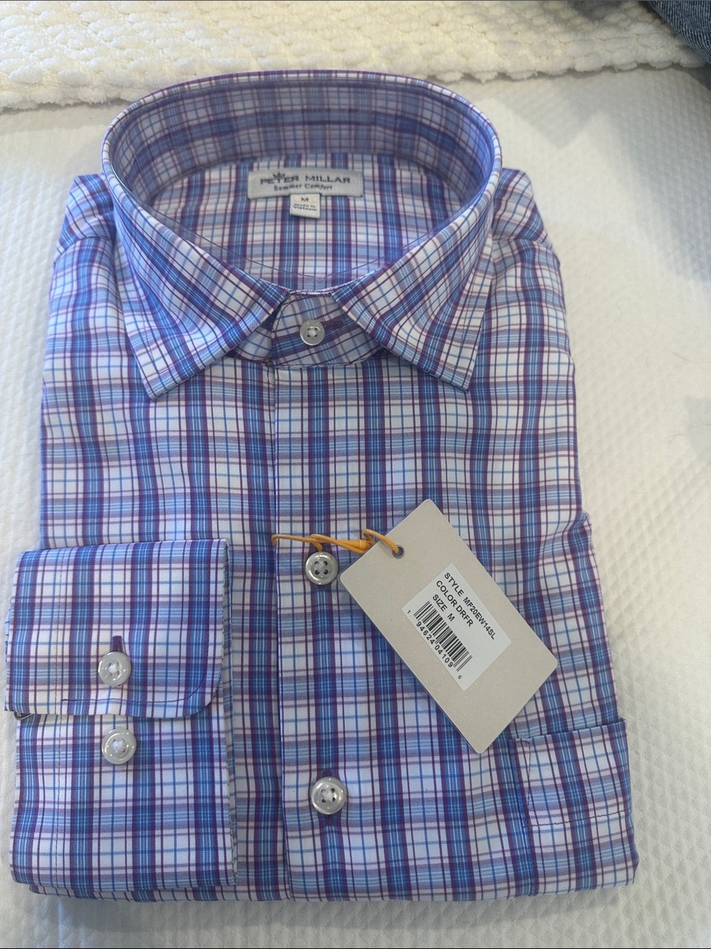 Peter Millar Blue & Purple Plaid Dress Shirt long sleeve
